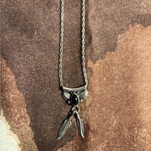 16” Sterling Silver Necklace w/ Black Onyx accent. Navajo handmade. New from NM.